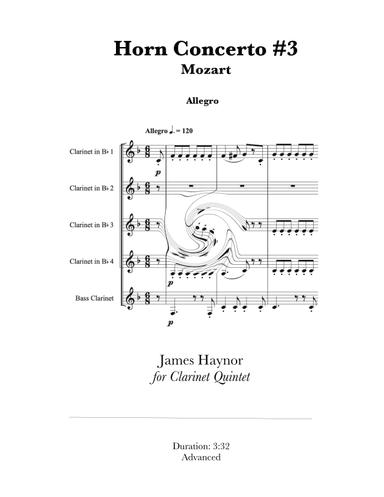 Horn Concerto #3 Finale for Clarinet Quintet (arr. James Haynor)