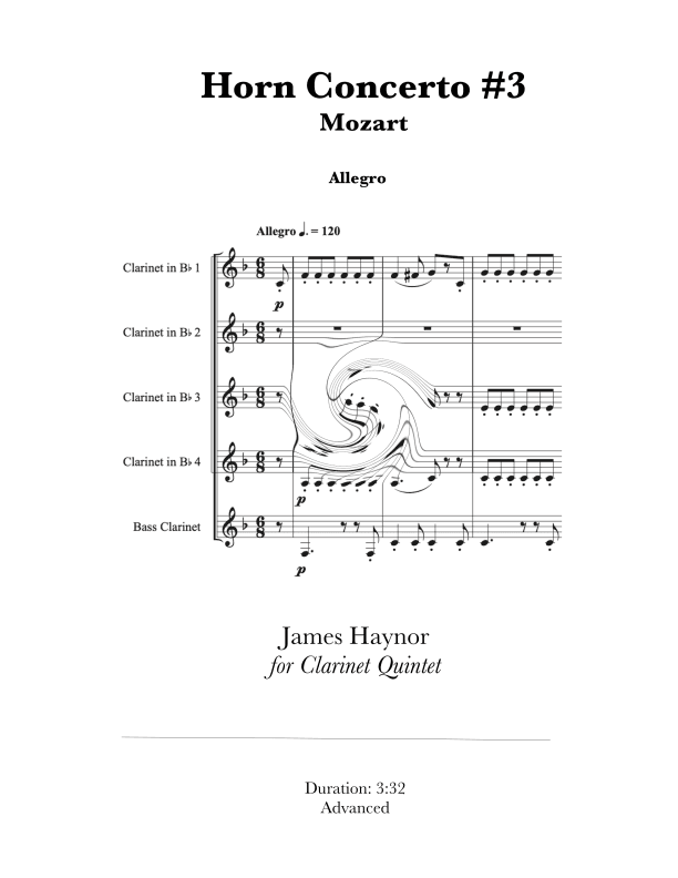 Horn Concerto #3 Finale for Clarinet Quintet (arr. James Haynor)