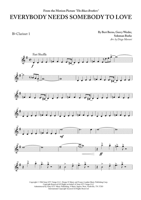 Everybody Needs Somebody To Love (arr. Diego Marani)