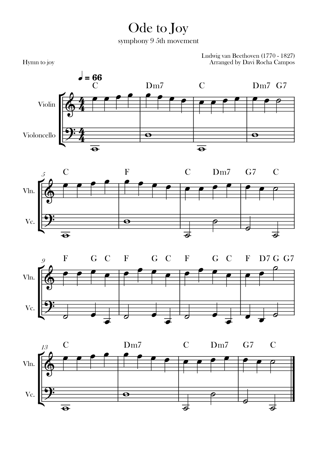 Ode To joy (Symphony 9 5th movement) (arr. Davi Rocha Campos)