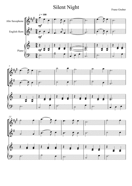 Franz Gruber - Silent Night  (Alto Saxophone and English Horn Duet) (arr. André Laitano)