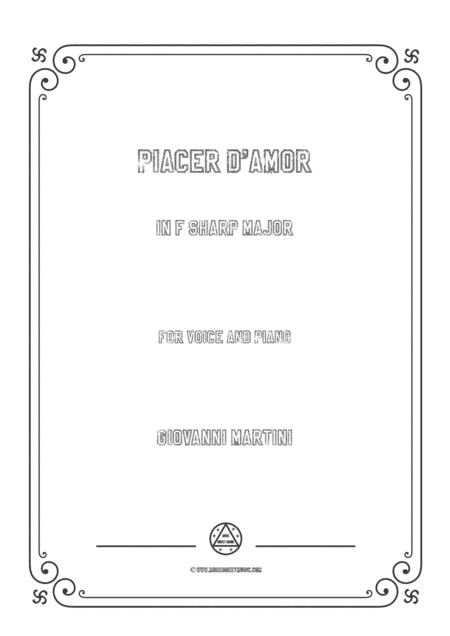 Giovanni-Piacer d'amor in F sharp Major,for Voice and Piano (arr. MSM)