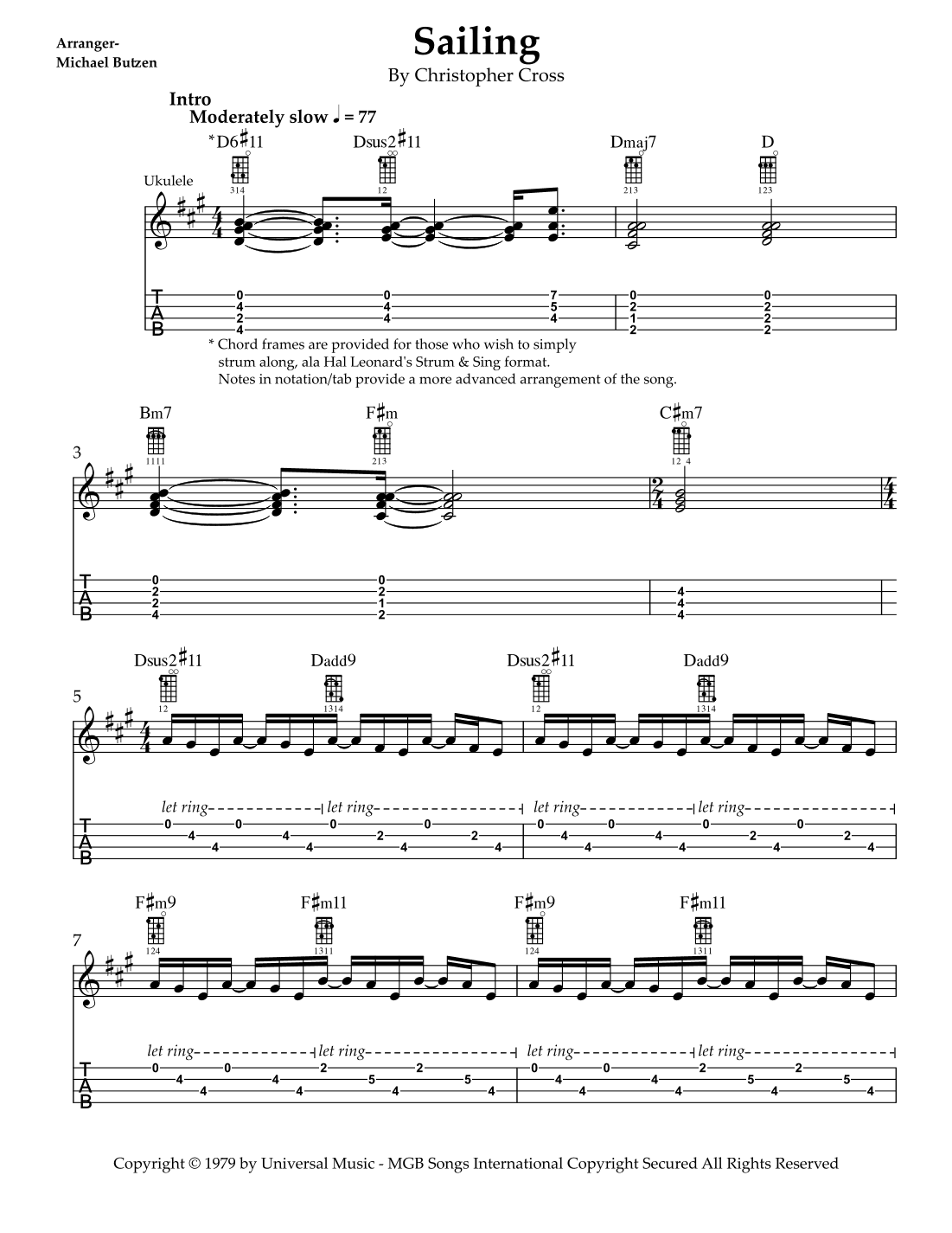 Sailing (arr. Michael Butzen)