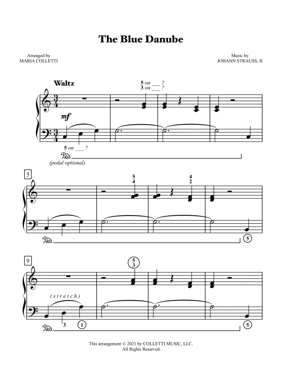 The Blue Danube (Level 2 Piano) (arr. Maria Colletti)