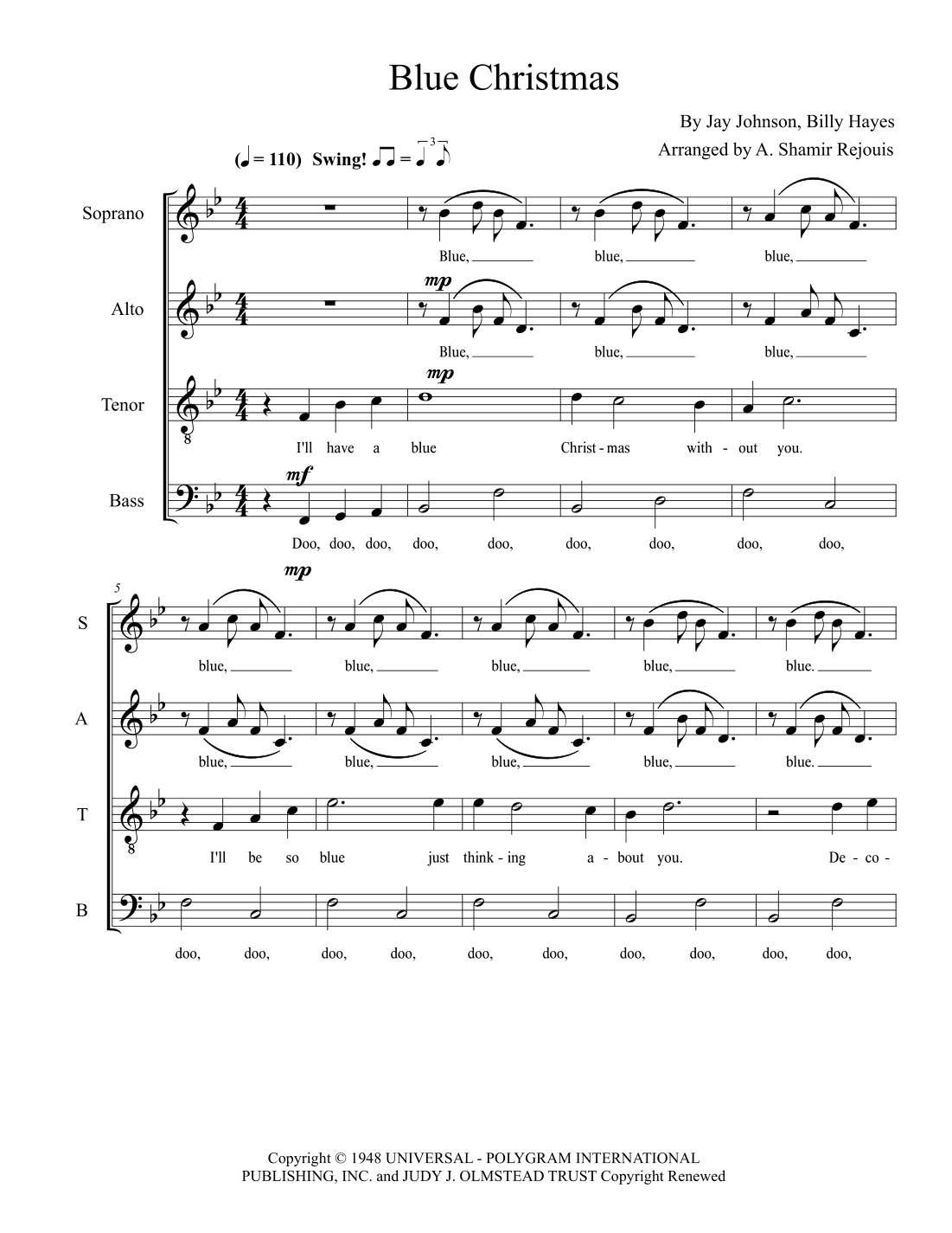 Blue Christmas (arr. A. Shamir Rejouis)