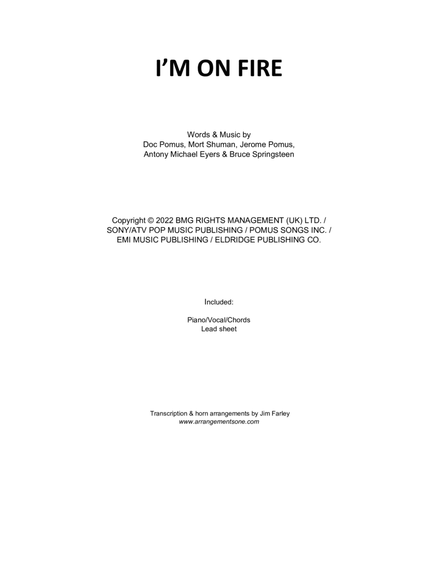 I'm On Fire (arr. Jim Farley www.arrangementsone.com)