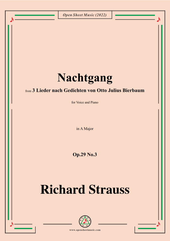 Richard Strauss-Nachtgang,in A Major,Op.29 No.3 (arr. OSM Press)