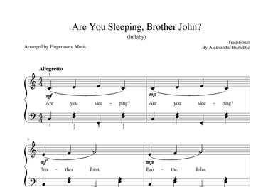 Are You Sleeping, BrotherJohn (arr. Fingermove	Music)