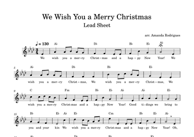 We Wish You a Merry Christimas - Easy Lead Sheet in Ab Major (arr. Amanda Rodrigues)
