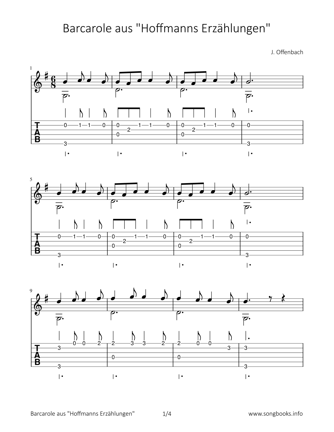 Barcarole auf Hoffmanns Erzählungen (arr. Bettina Schipp)