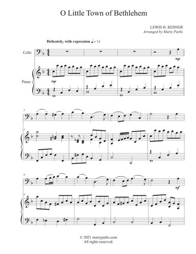 O Little Town of Bethlehem (Cello-Piano) (arr. Marty Parks)