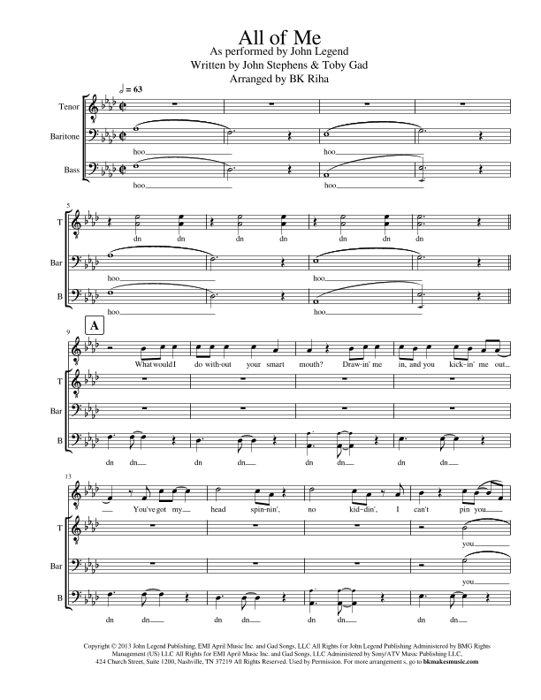 All Of Me (arr. BK Riha / Brandy Kay Riha)