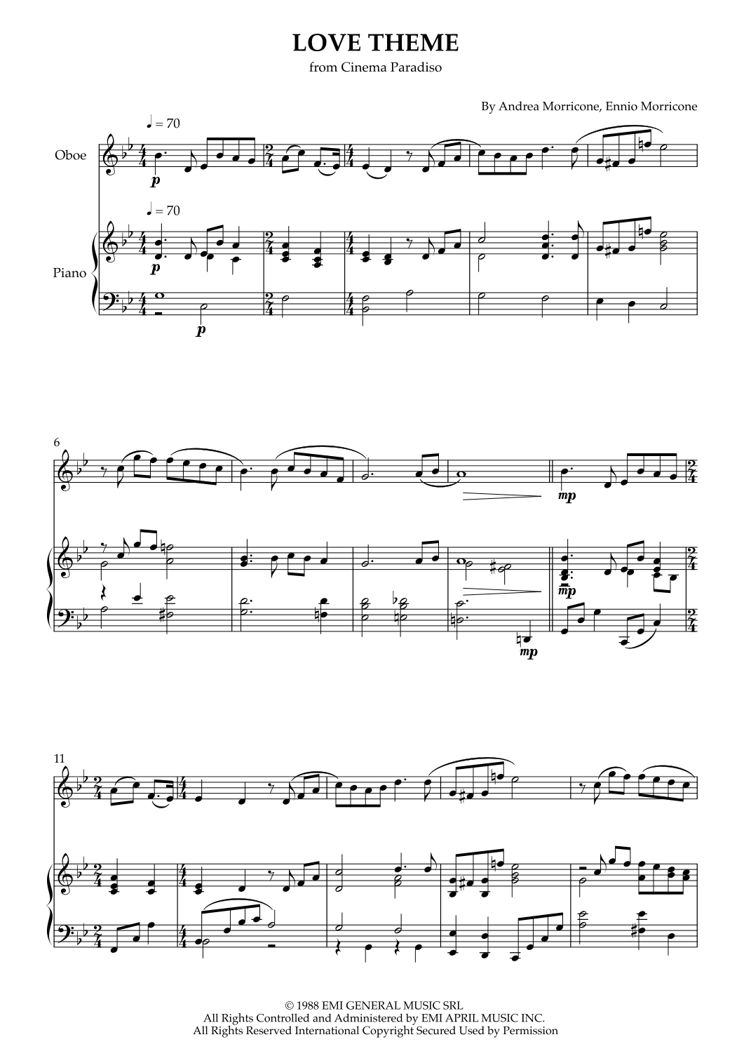 Love Theme (tema D'amore) (arr. Karen Gueiros)