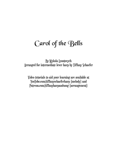 Carol of the Bells: Intermediate Lever Harp (arr. Tiffany Schaefer)