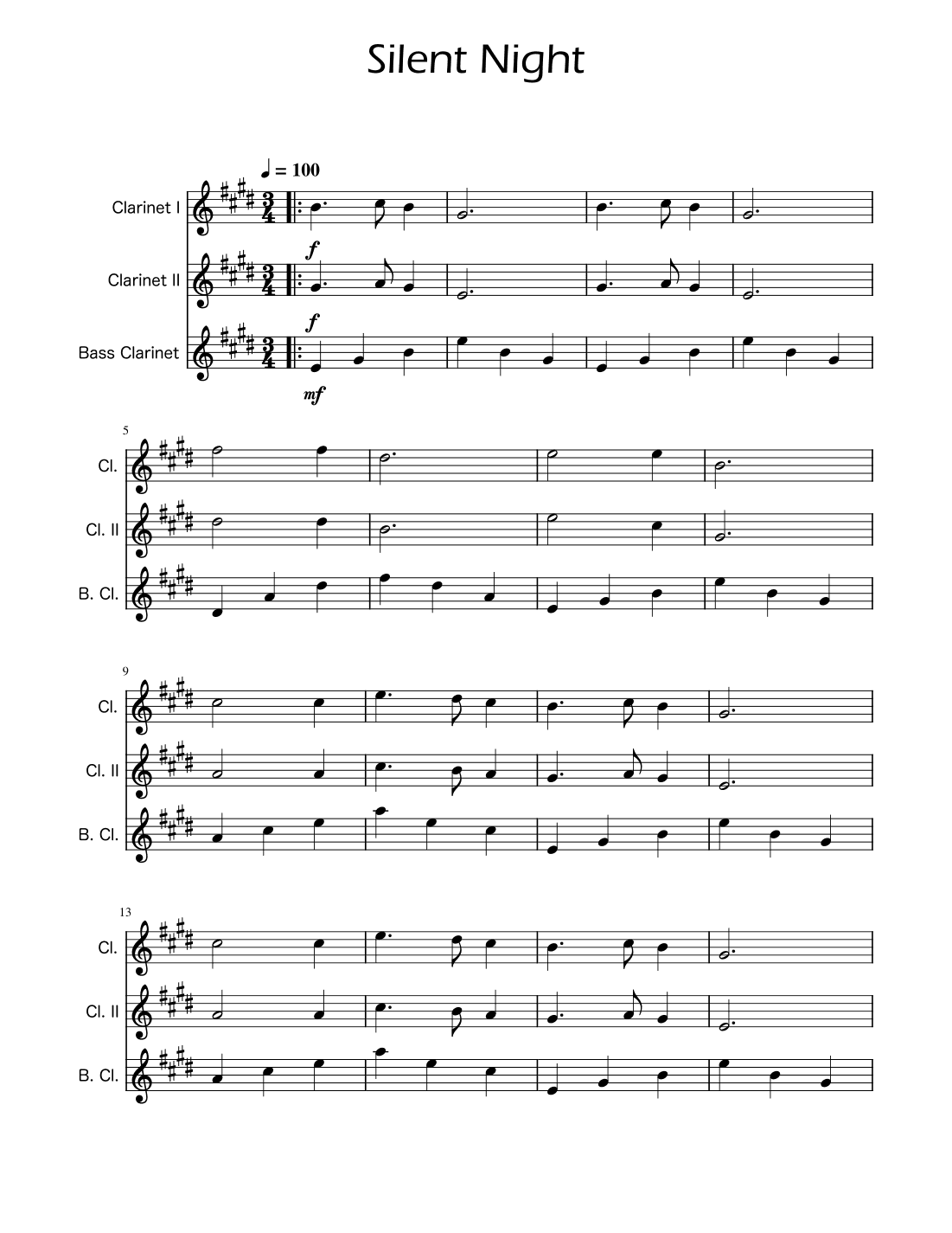 Silent Night - Clarinet Trio (arr. Ygor Nunes)