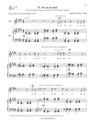 24 Italian songs and arias for 21st century singers, No. 21 Se tu m'ami