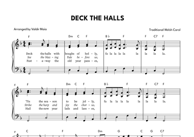 Deck The Halls - Piano in F Major (Chords and Lyrics) (arr. Valdir Maia)