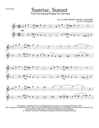 Sunrise, Sunset (arr. P. R. Frederick)