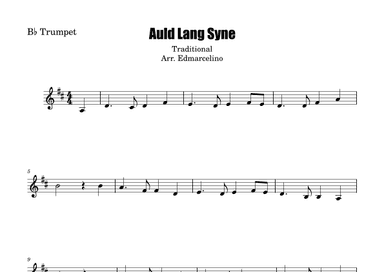 Auld Lang Syne TRUMPET sheet music. (arr. Edmarcelino)