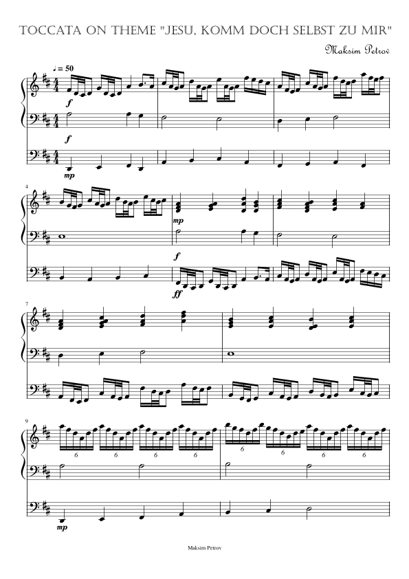 Toccata on theme 'Jesu, komm doch selbst zu mir' (for organ)