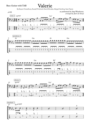 Valerie (arr. Joeri de Graaf)