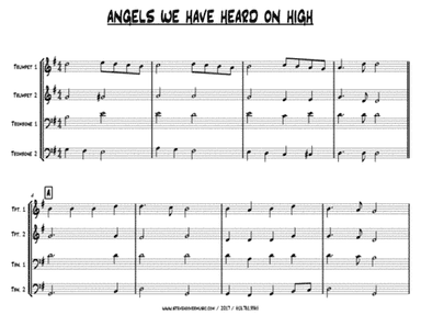 ANGELS WE HAVE HEARD ON HIGH - BRASS QUARTET - EASY (arr. Steve Hoover)