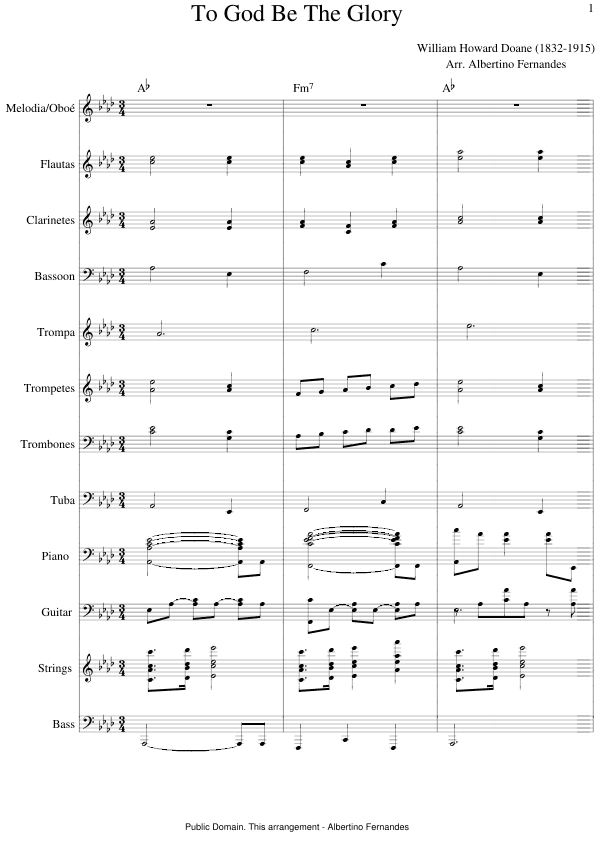 To God Be The Glory - Score Only (arr. Albertino Fernandes)