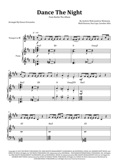 Dance The Night (arr. Glauco Fernandes)