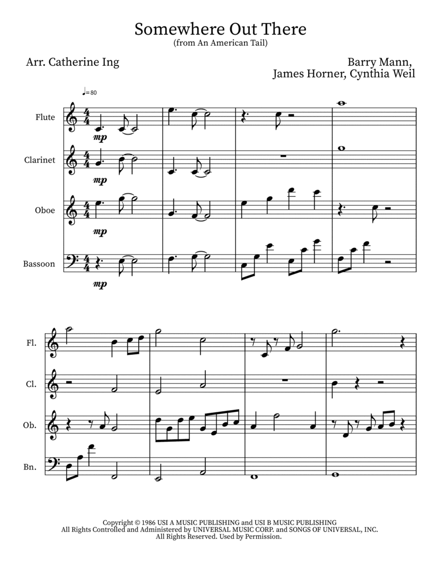 Somewhere Out There (arr. Catherine Ing)