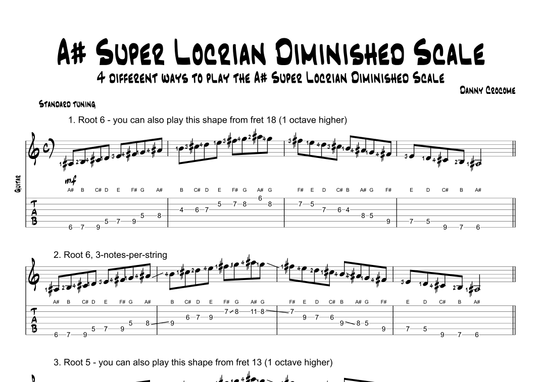 A# Super Locrian Diminished Scale (4 Ways to Play)
