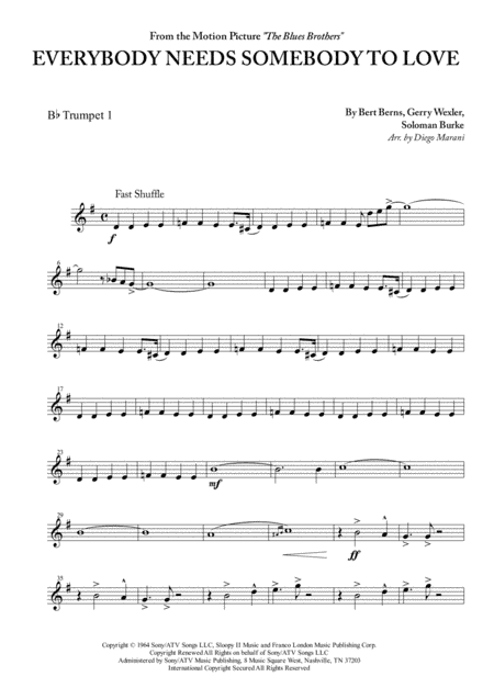 Everybody Needs Somebody To Love (arr. Diego Marani)