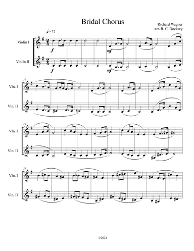 Bridal Chorus (Here Comes the Bride) for Violin Duet (arr. B. C. Dockery)