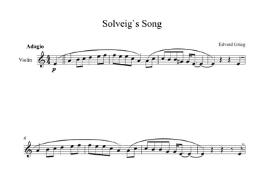 Solveig`s Song - Edvard Grieg (Violin) (arr. Digital Book Music)
