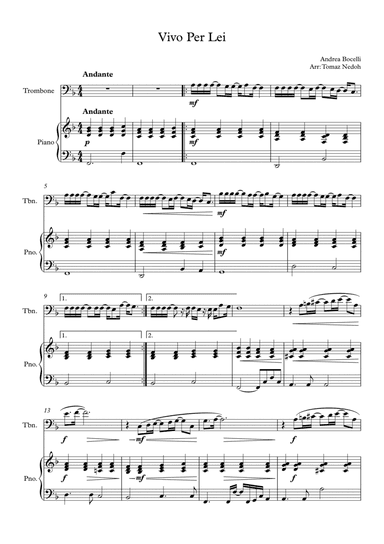 Vivo Per Lei (arr. Tomaz Nedoh)