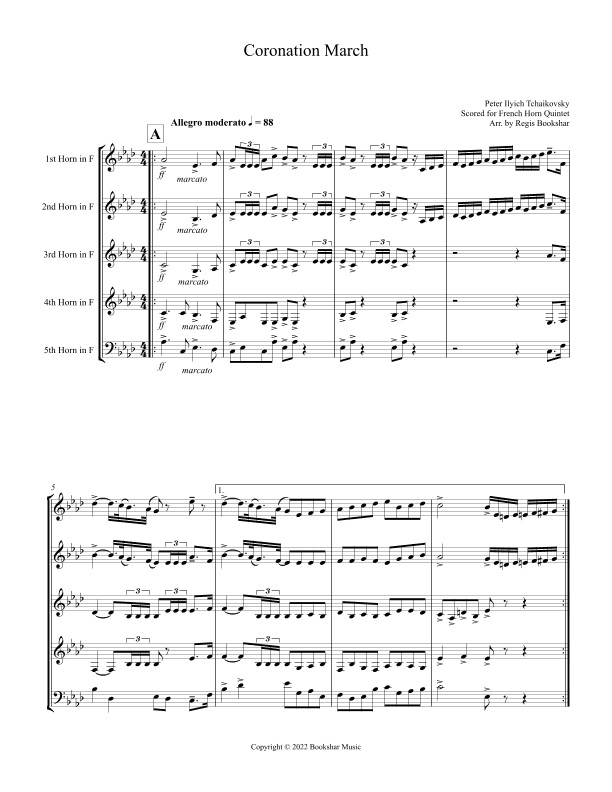 Coronation March (Db) (French Horn Quintet) (arr. Regis Bookshar)
