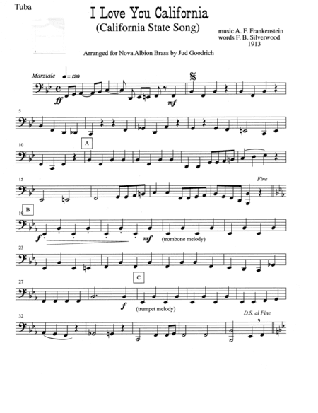 "I LoveYou, California" for brass quintet (arr. Jud Goodrich)