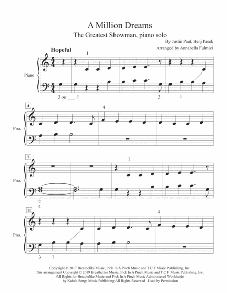 A Million Dreams (arr. Annabella Fulmizi (Annabella Cervero))