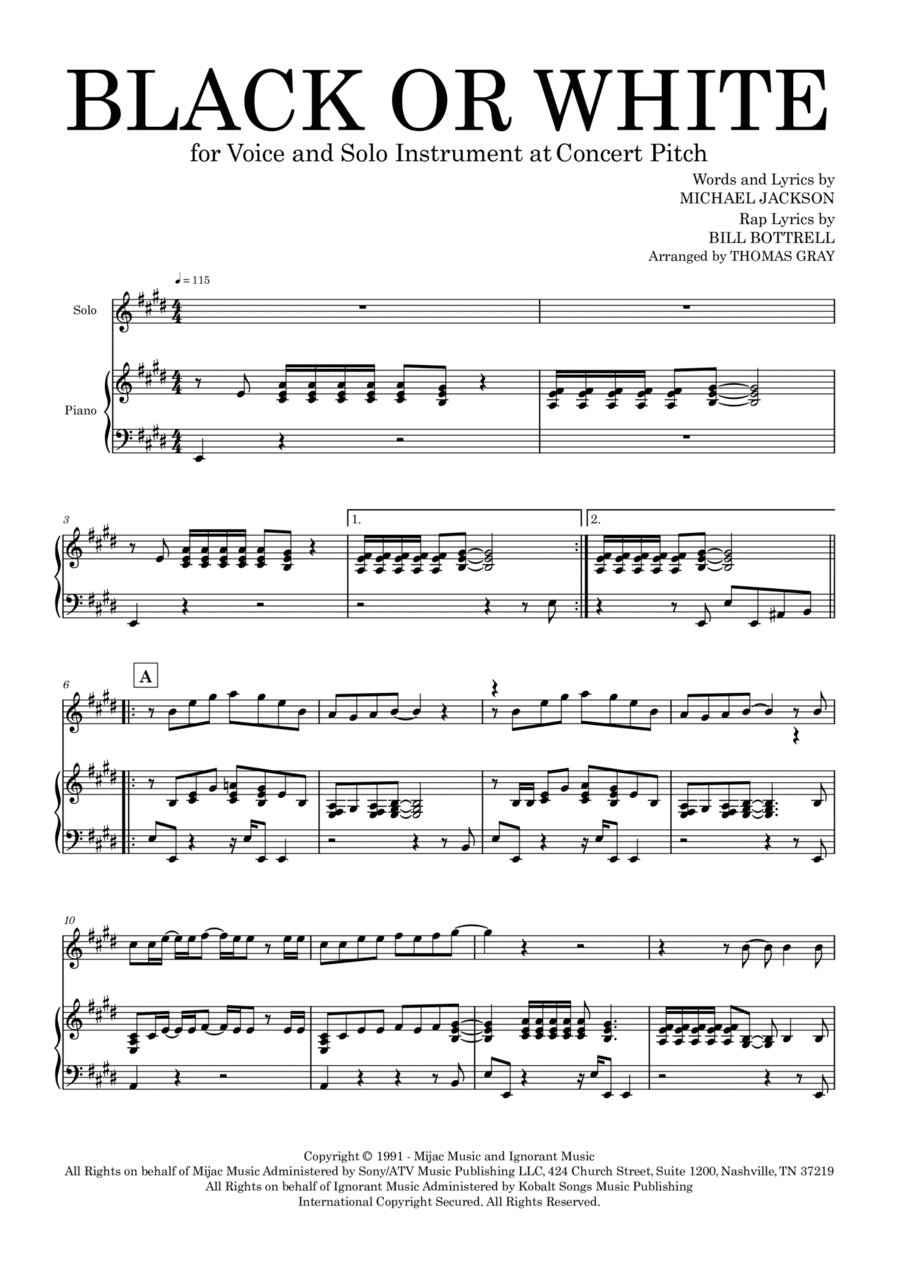 Black Or White (rap Version) (arr. Thomas Gray)
