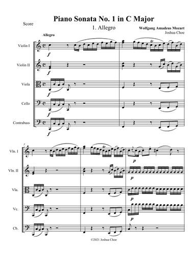 Piano Sonata No. 1 (arr. Joshua Choe)