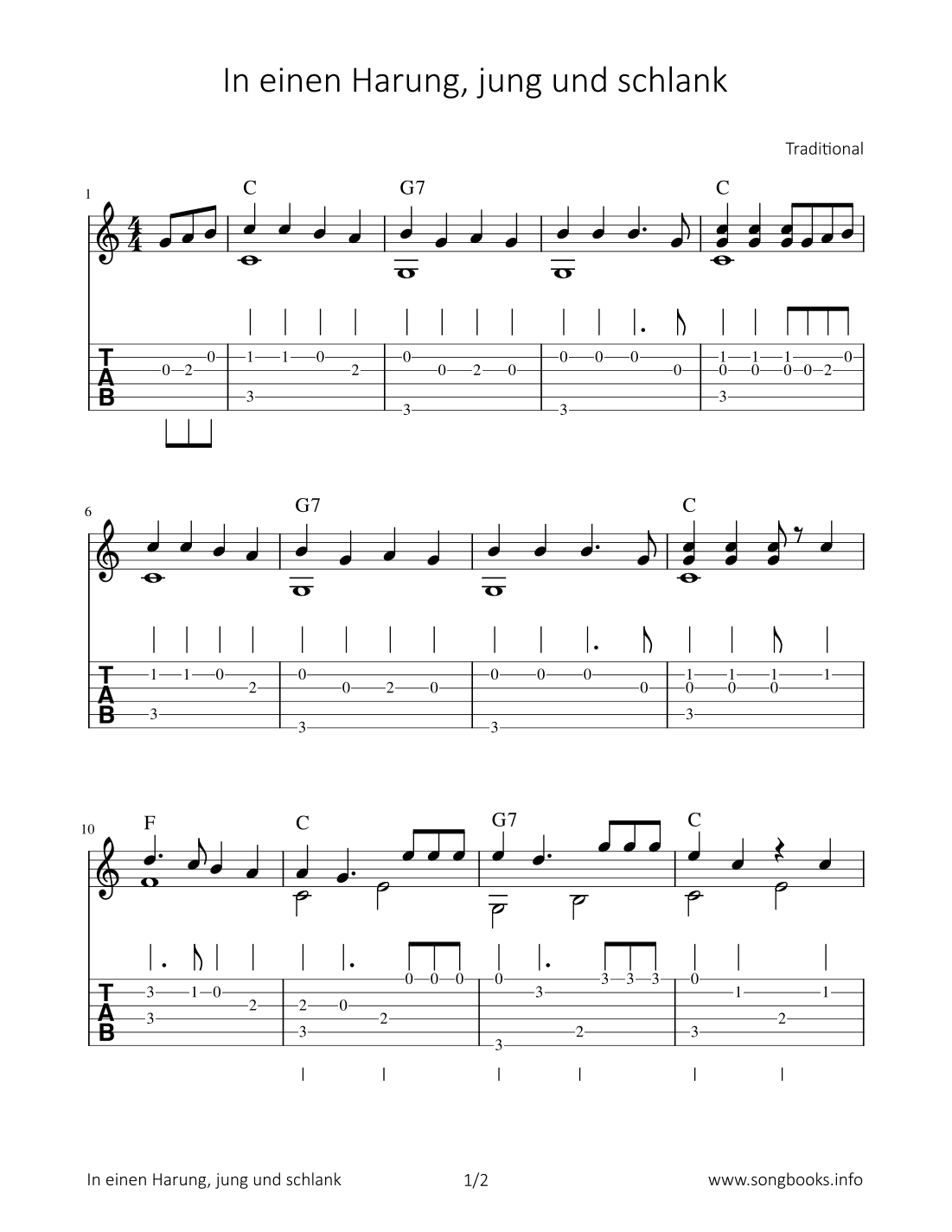 In einen Harung, jung und schlank (arr. Bettina Schipp)
