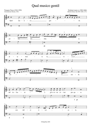 Qual musico gentil (arr. Early Music Scores)