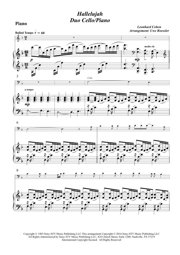 Hallelujah (arr. Uwe Roessler / Rössler / Rassler)