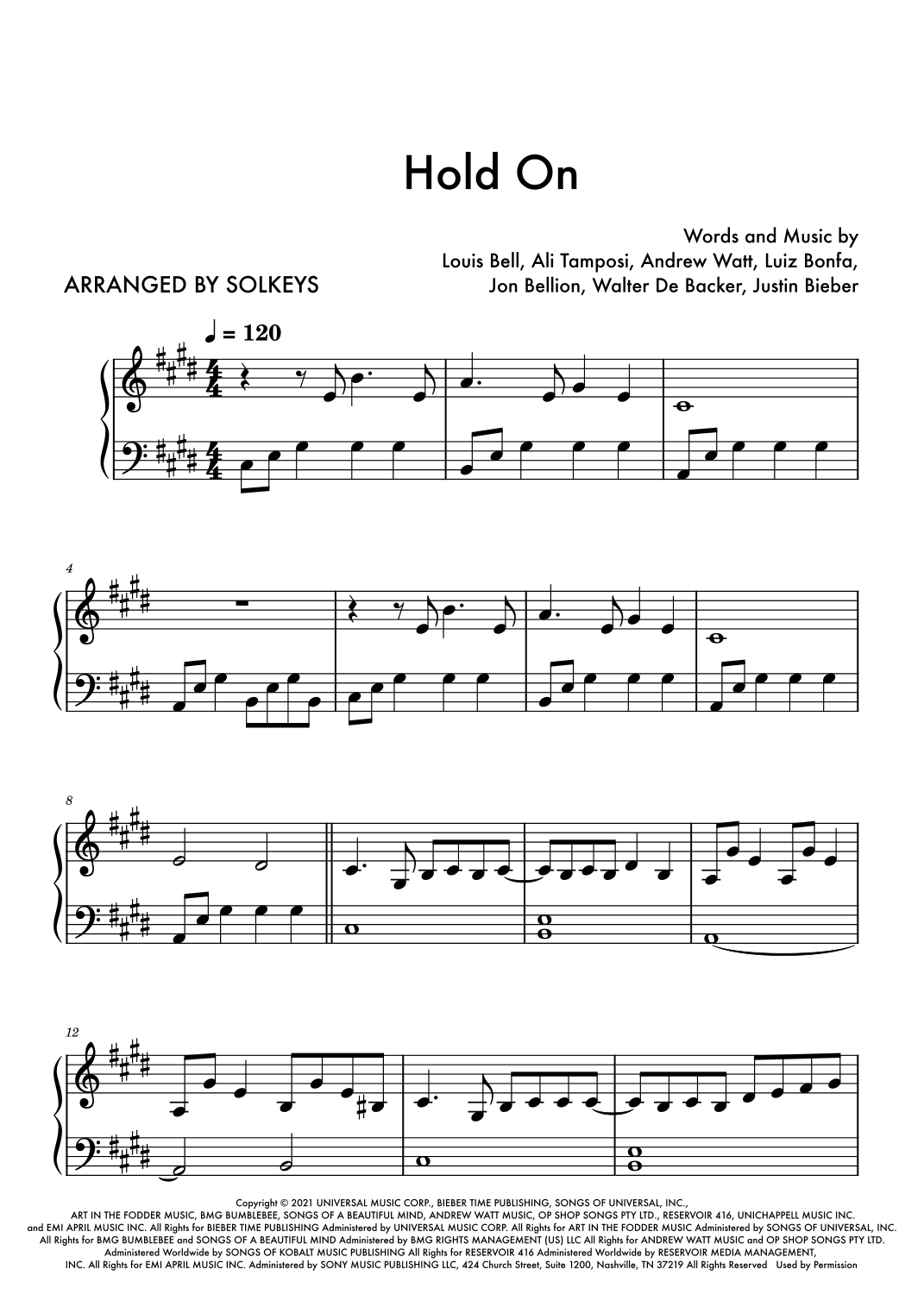 Hold On (arr. SolKeys)