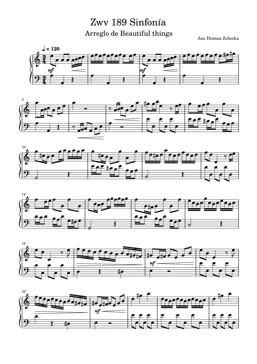Zwv 189 Sinfonía-Jan Dismas Zelenka (arr. Beautiful things)