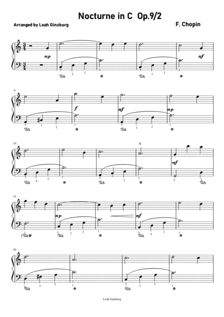 Nocturne by F. Chopin in C Major, arranged by Leah Ginzburg (arr. Leah Ginzburg)
