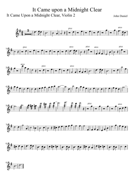 It Came Upon a Midnight Clear, Violin 2 (arr. John W. Daniel)