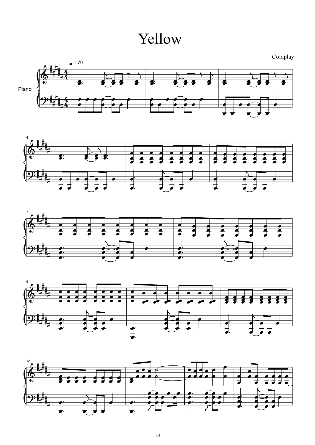 Yellow (arr. Coldplay)