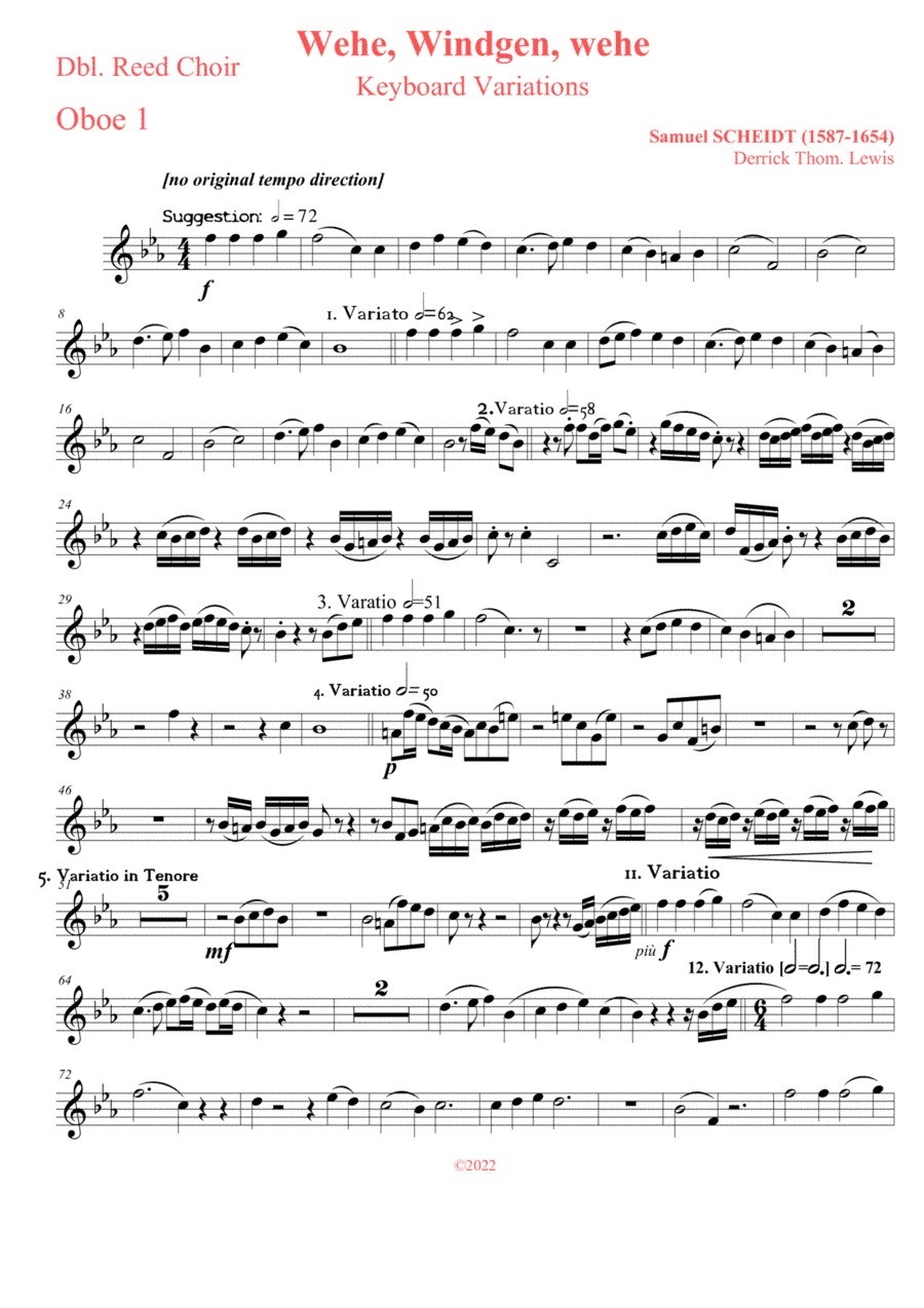 "Wehe, Windgen, Wehe" (Blow Winds, Blow) (arr. Derrick Th. Lewis)
