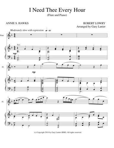 I NEED THEE EVERY HOUR (Flute Solo with Piano and Flt Part) (arr. Gary Lanier)
