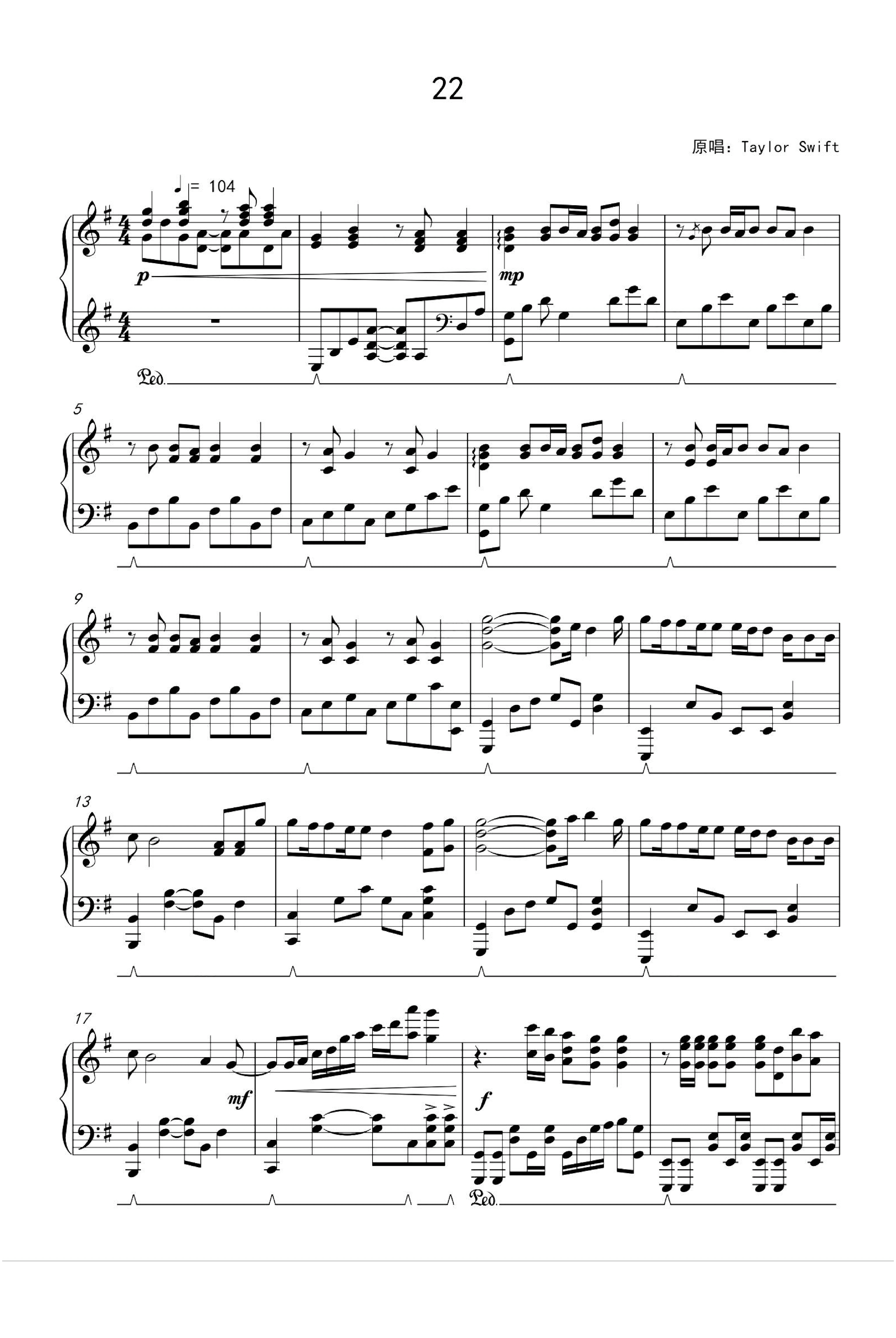 22 (arr. Taylor Swift)